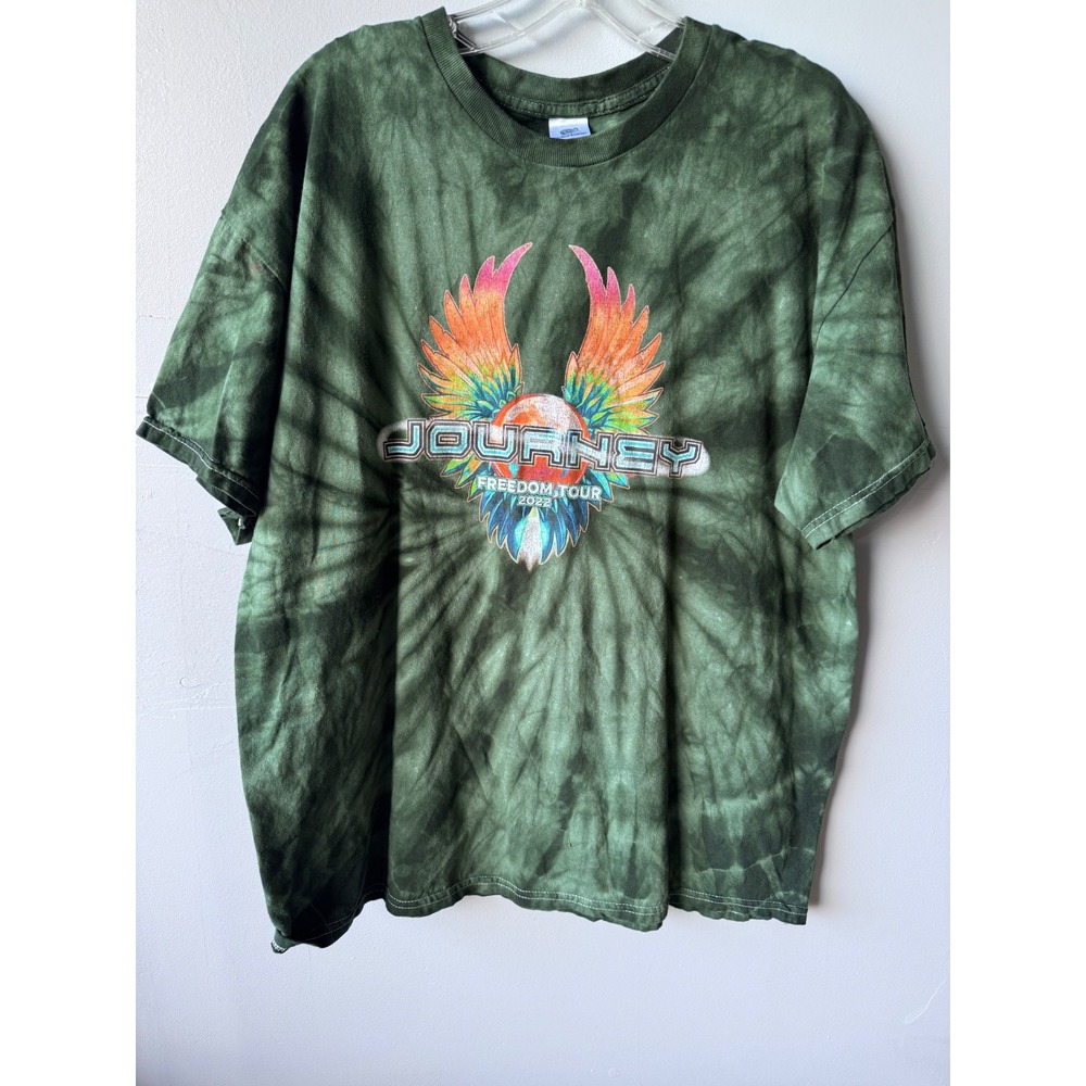 Journey Freedom Tour 2022 Green‎ Tie Dye Graphic T-Shirt Mens XL Colortone Rock